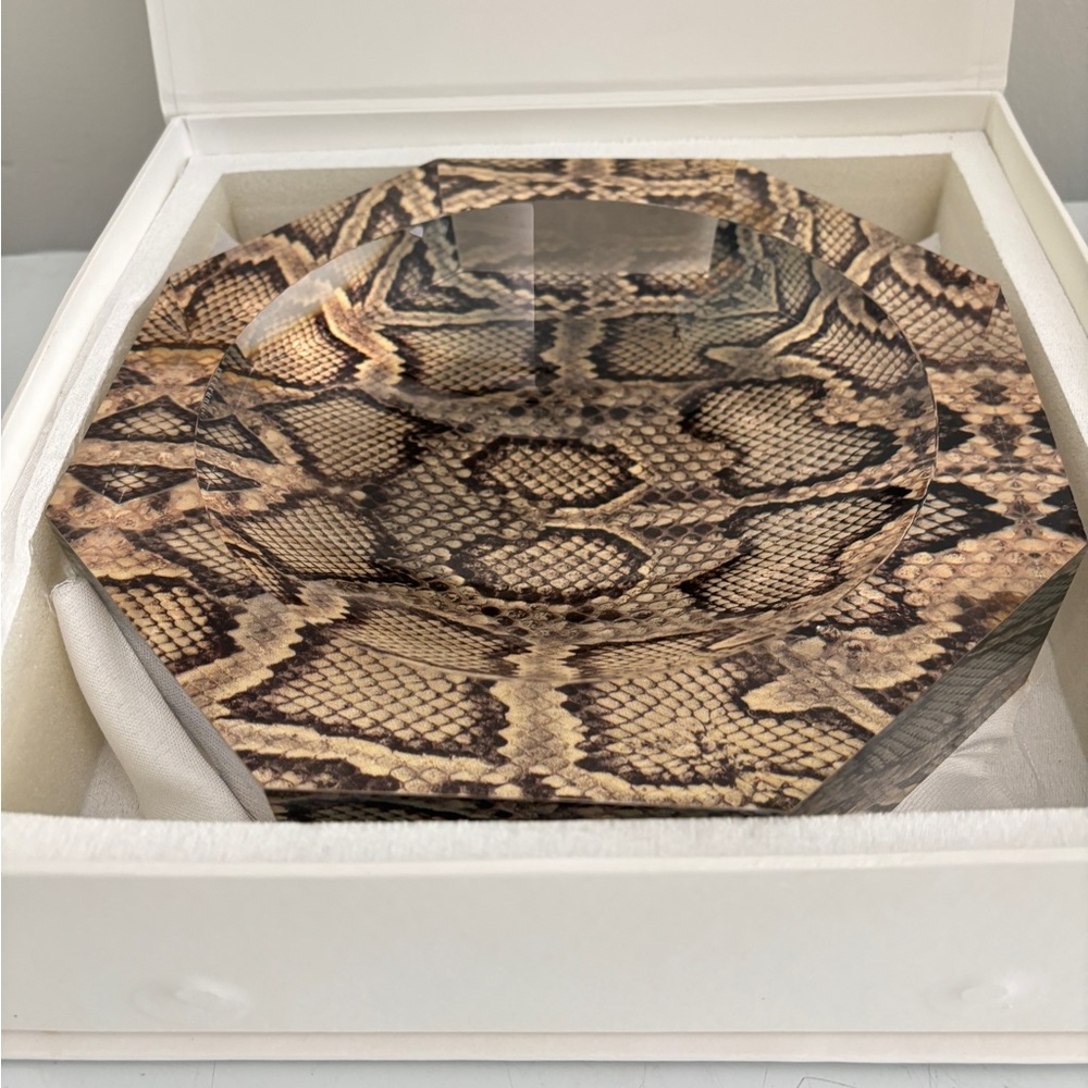 Alexandra Von Furstenberg large acrylic snakeskin octagon shape NIB Nut N Bowl